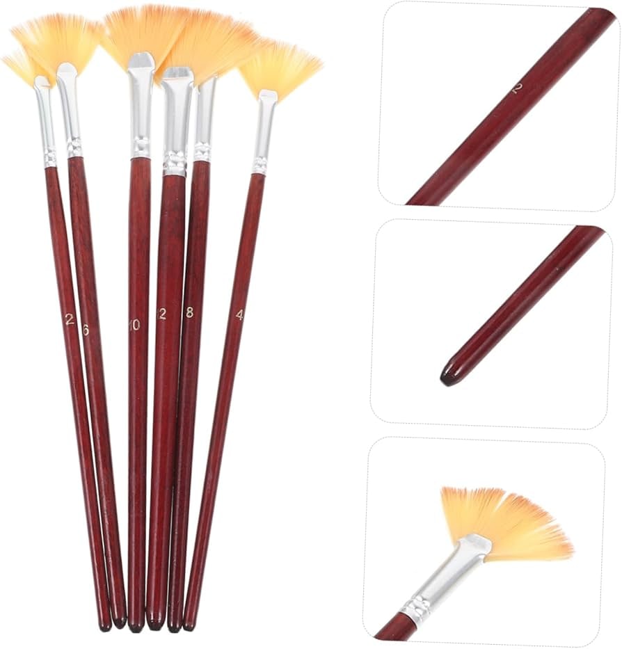 5pcs Painting Brush Fan Fuschia