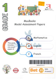 Model Assessment Papers Grade 1 Set 1 Mathematics/English/French - Maubooks