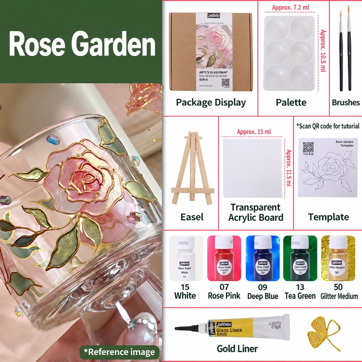 Arty's Glass Paint Kit -Rose