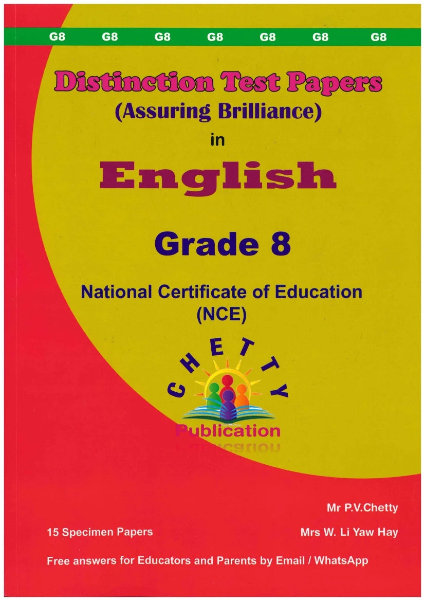 Distinction Test Papers English Grade 8 - P.V. Chetty