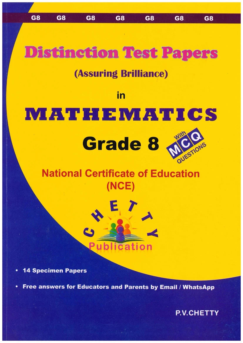Distinction Test Papers  Mathematics Grade 8 - P.V. Chetty