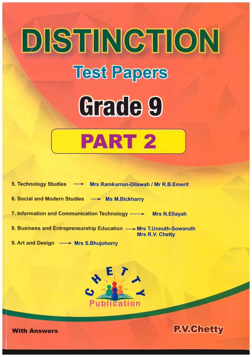 Distinction Test Papers Part 2 Grade 9 - P.V. Chetty